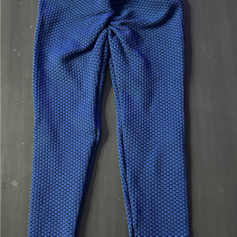 Kids Blue Textured Leggings